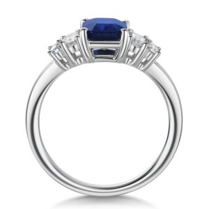 Platinum Emerald Cut Sapphire And Diamond Five Stone Dress Ring