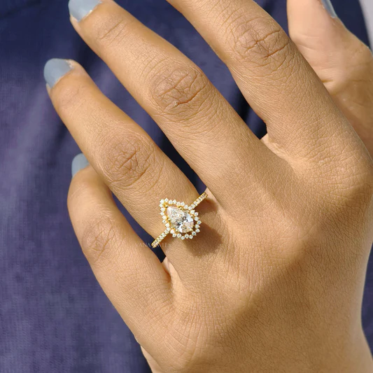 Amora Oval 1.00ct Hidden Halo Diamond Engagement Ring With Side Stones Set in 18K White Gold - Image 2